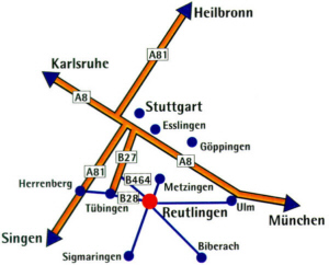 Anfahrt Reutlingen Übersichtskarte